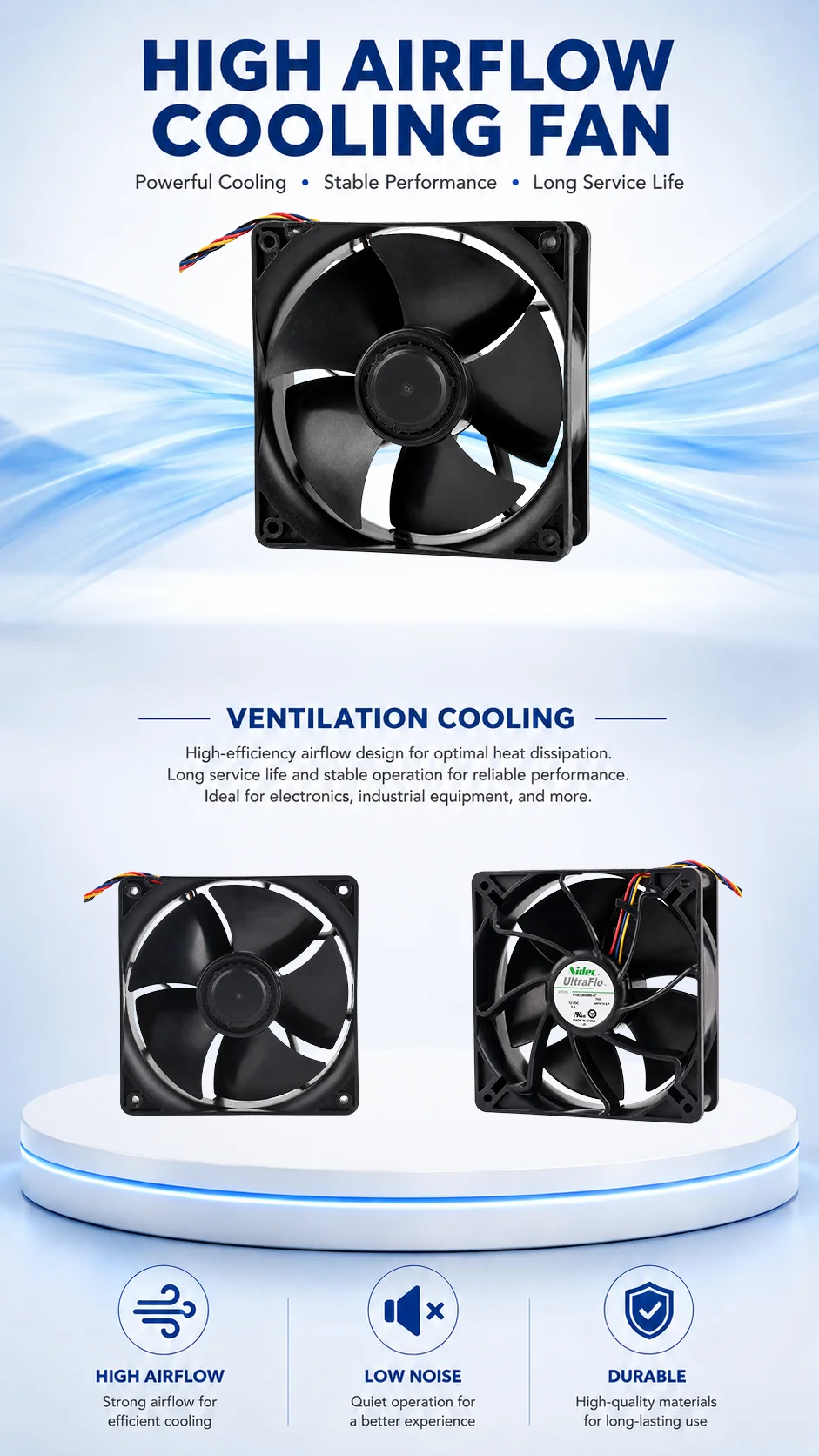 Speed Violent Cooling Fan, DC12V, 3A, V12E12BS2B5-07, 120mm - detail 6