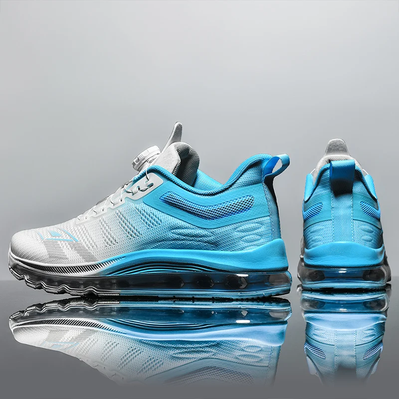 Brand Logo Custom Size US 13 14 EU 47 48 Self Lacing Sports Sneakers Blank Full Sole Air Cushion Running Walking Shoes for Men