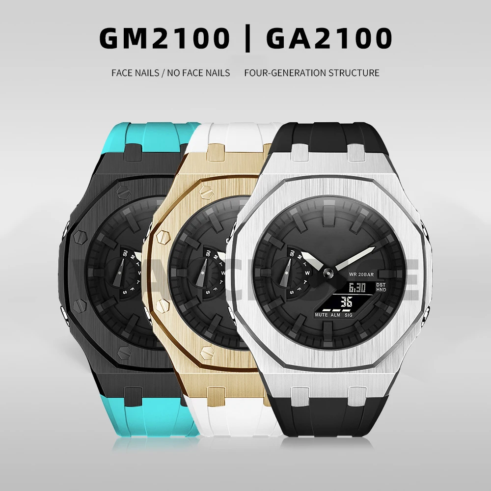 Custom 4th Update Generation Watch Parts Band Case Stainless Steel Watch Case Metal Bezel for G Shock GA2100 Mod