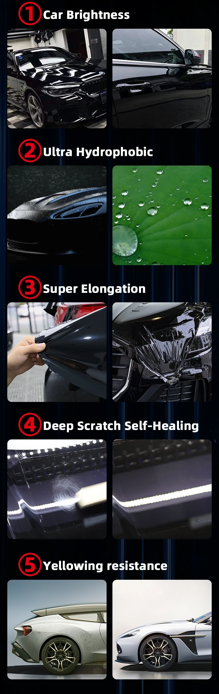 High Performance 90% IR Rejection 90% UV Rejection More than 5 Years Warranty Color PPF Paint Protection Film for Cars
