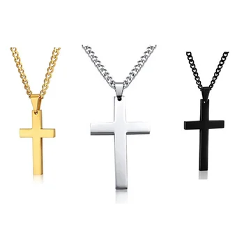 Cross Necklace Plated Gold Silver Black Prayer Choker Cross Pendant Necklaces For Male Jewelry Gift Custom