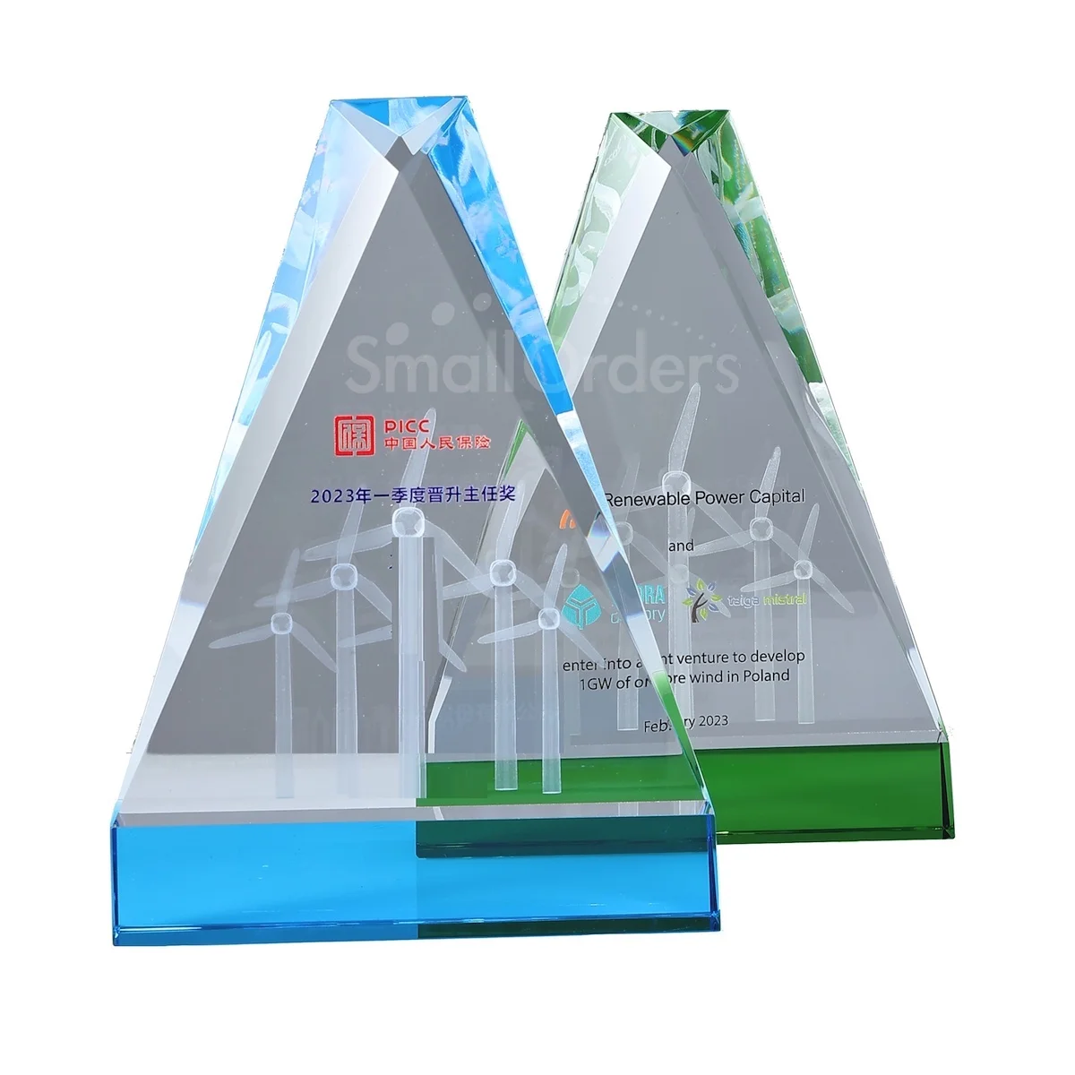Hot selling unique custom sublimation blank logo print trophies  custom sport trofeos corporate advertising award crystal trophy