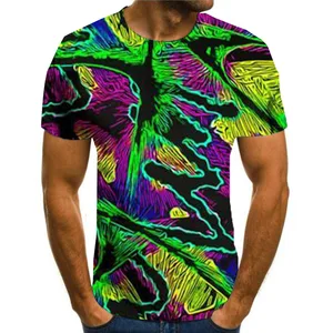 Wholesale Summer Casual Short Sleeve T-Shirt Fashion 3D Printed Gradient Round Neck Men's Tees Top