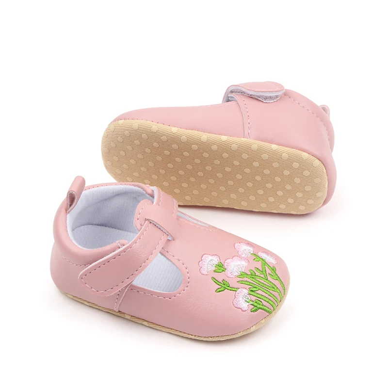 Spring and Autumn Baby Shoes Soft Soled Toddler Shoes for Girls 0-1 Year Old Baby Embroidered Princess Small Leather Shoes factory