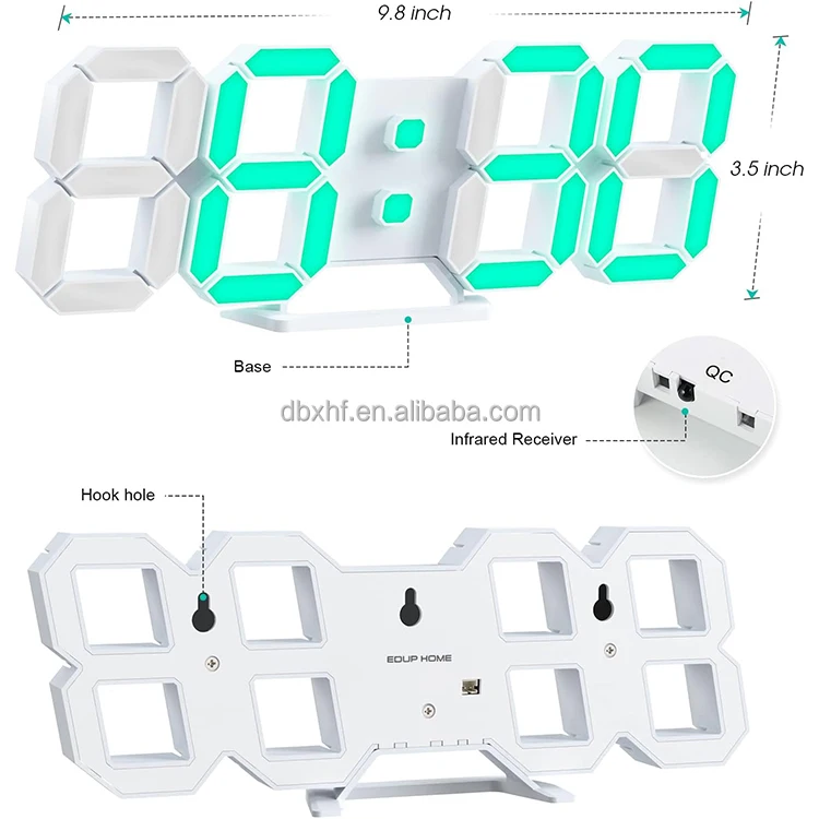 LED Display Brightness Adjustment Wall Clock Time Date Remote Control for Living Room Bedroom Office Home Decor LED Wall Clock