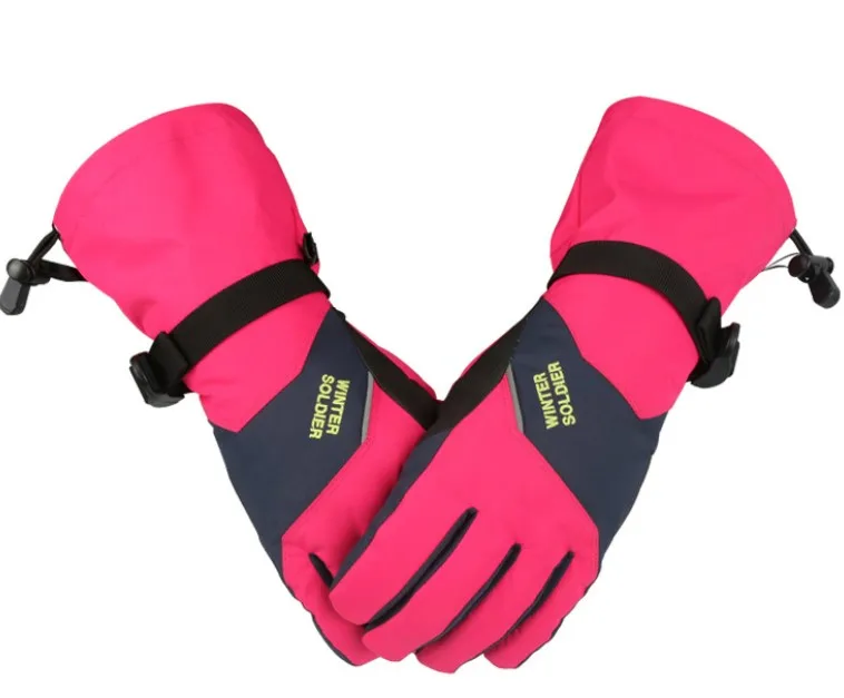 Оптовая продажа, Неоновые Теплые ветрозащитные и водонепроницаемые зимние лыжные перчатки для мужчин и женщин