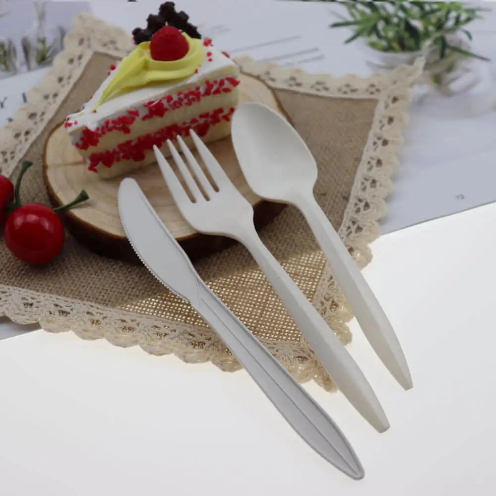 Individually Wrapped Forks Corn Starch Cutlery Clear Plastic Spoon Serving Utensils