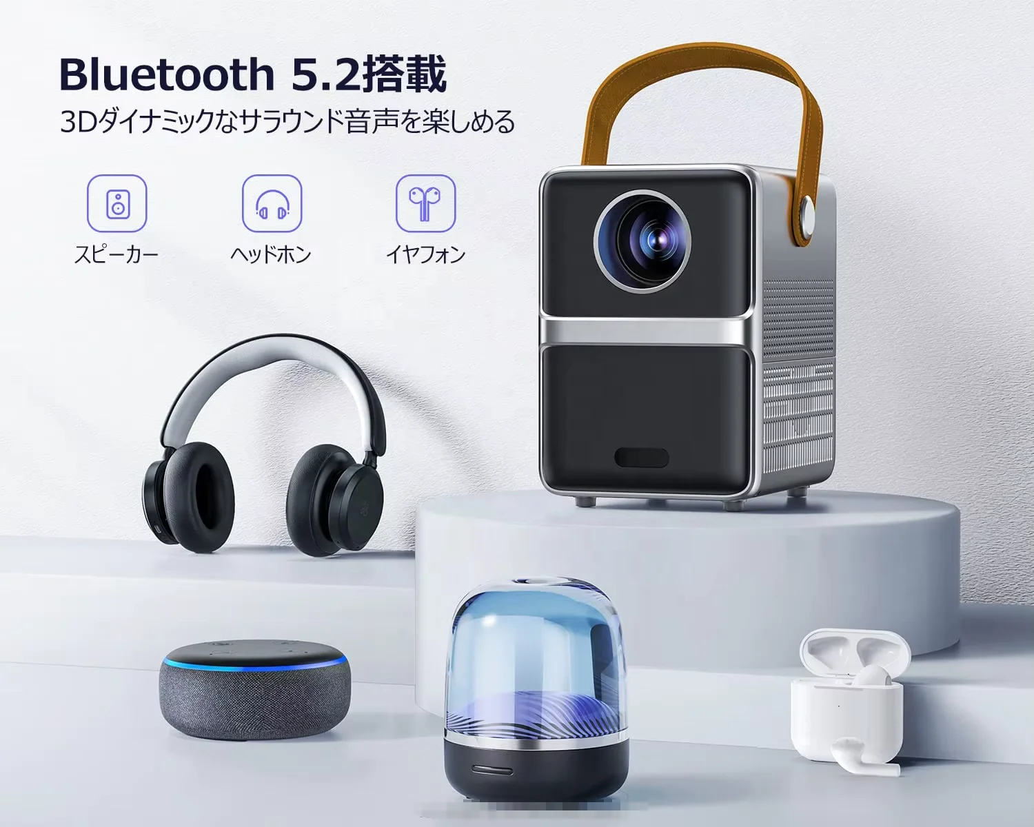 SXZ Wireless Mini Smart Projector, WiFi 6, Native 720p, Supports