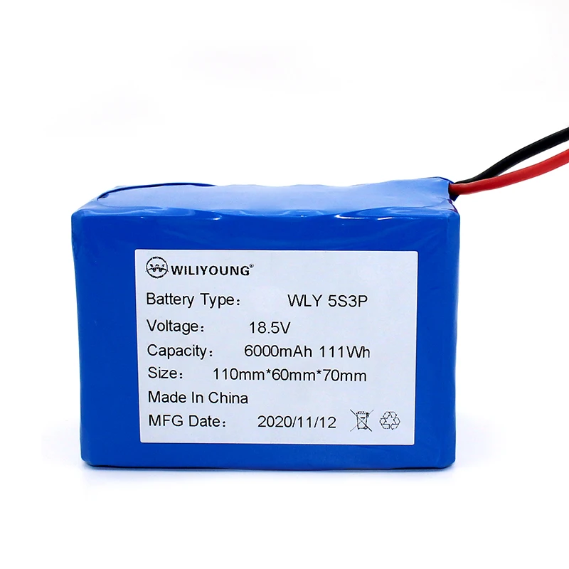Custom 5S3P Li-ion 6Ah 18650 Battery Pack with BMS 18.5V 19V 6000mAh for Electric Bicycles/Scooters