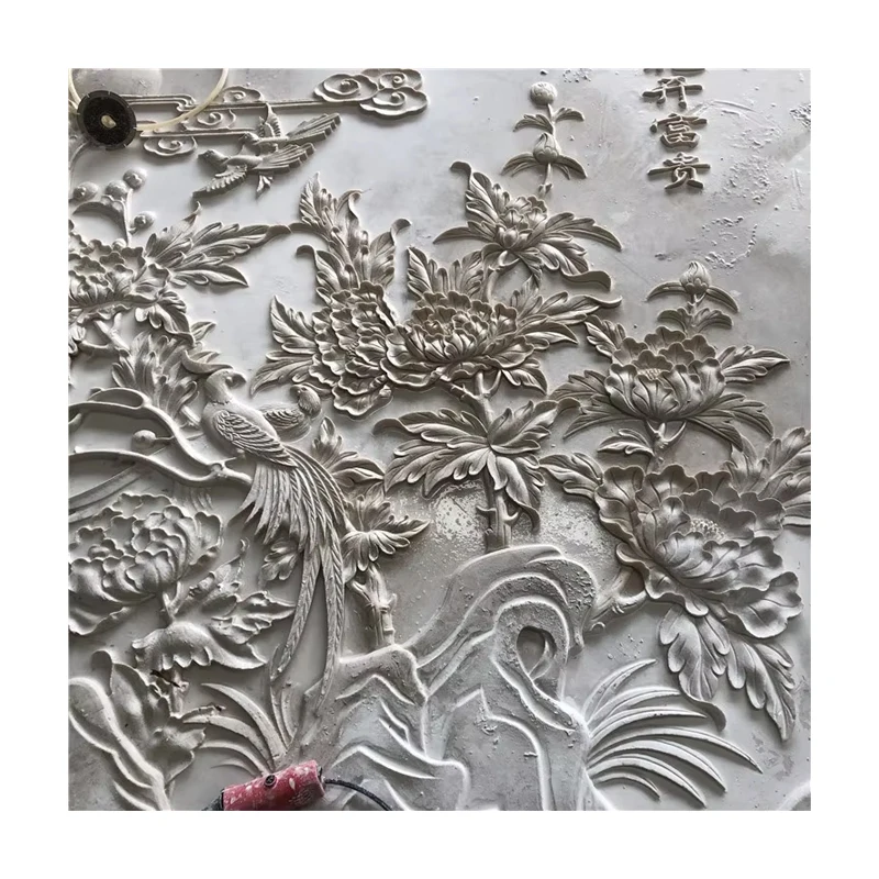 Excellent Quality Beige Marble 3D Flower Wall Art Sculptures for Wall Decor