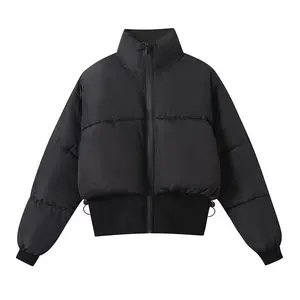 Women's Simple Fashion Versatile Solid Color Patchwork Short Cotton Jacket 8073229