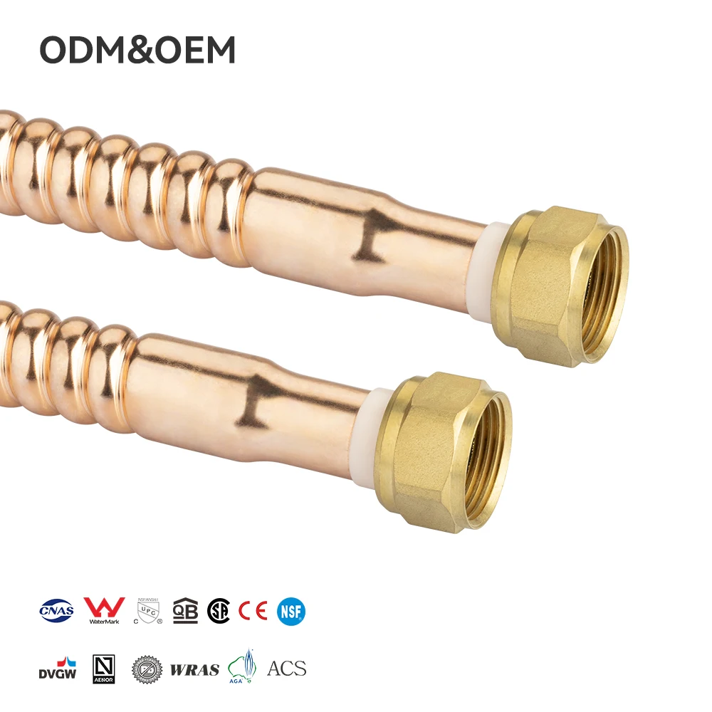 Source Factory Direct Sale Copper Corrugated Hose for Kitchen Bathroom Sink Shower High Pressure Durable Plumbing Pipe 20 Year