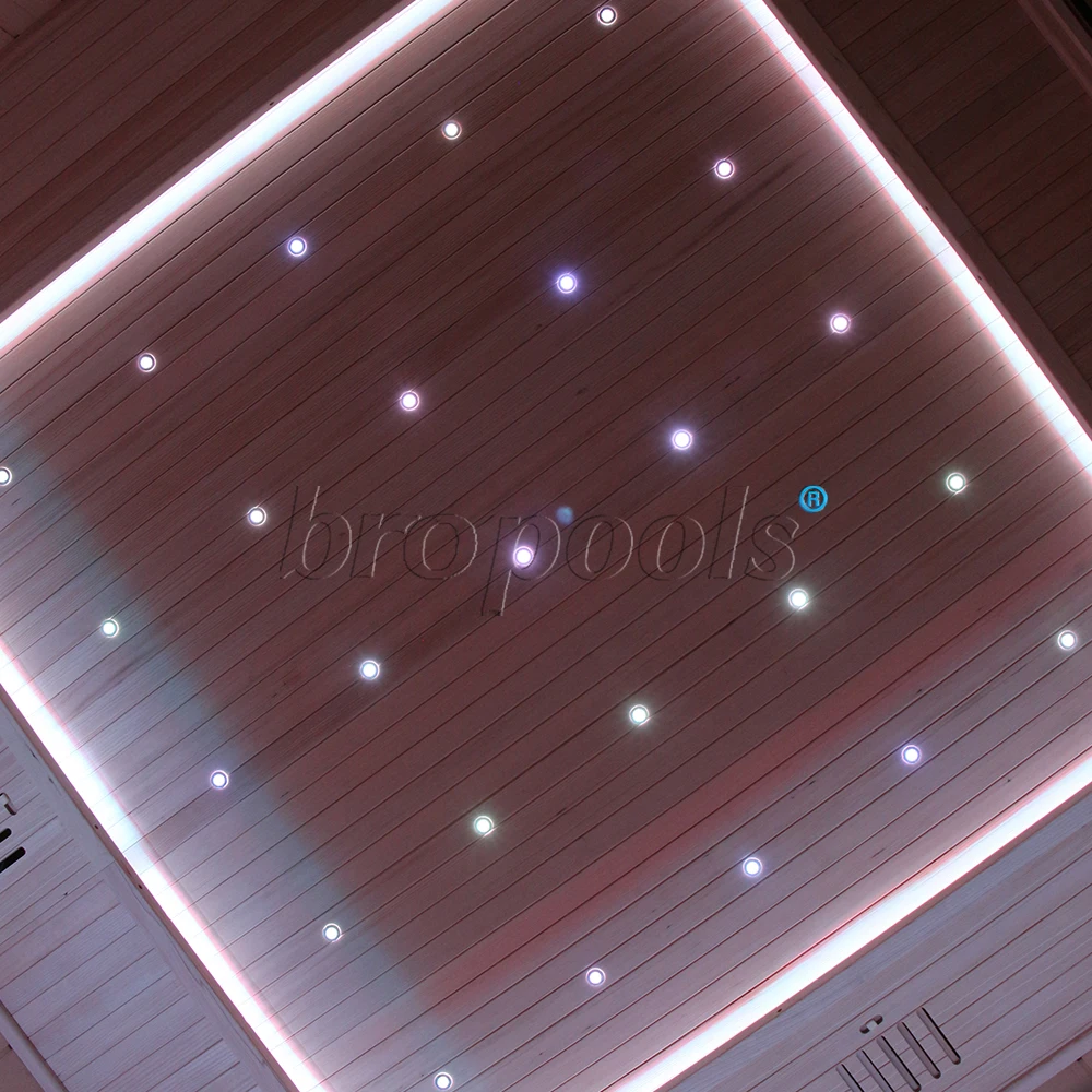 Bropool Luxury Smart Indoor Multi-Function Full Spectrum Infrared Sauna Room 4-6 Low EMF Red Light Control Panel Modern Hemlock
