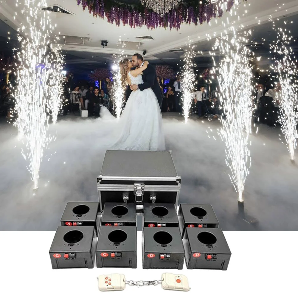 8 Cue Pyrotechinic Cold Machine D08 Rechargeable Eight Channel Remote Control Indoor Fountain Base Fireworks Firing System