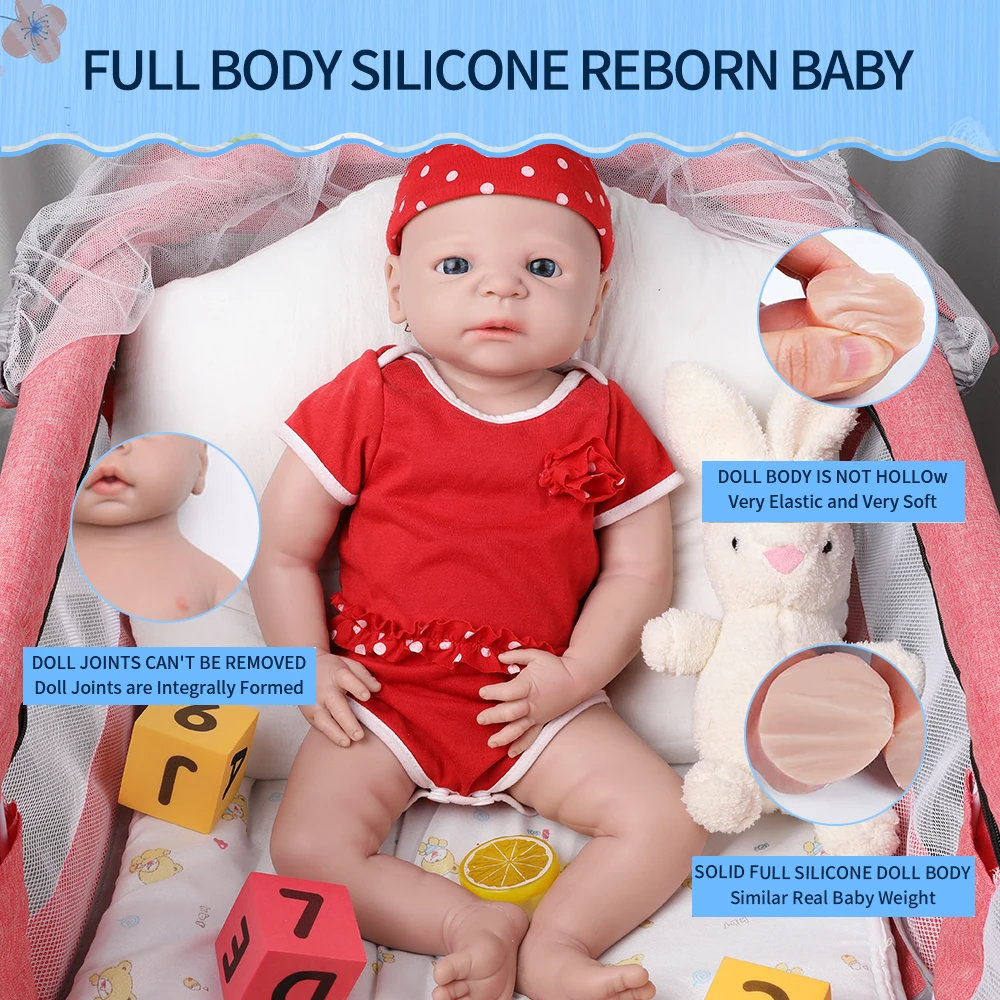 22 Inch Full Body Silicone Baby Dolls Safe Realistic