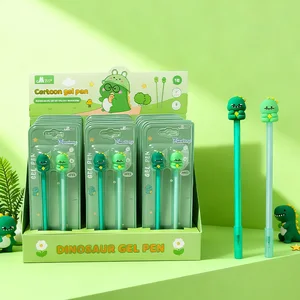 2-Pack 0.5mm Gel Pens with Dinosaur Cap Design, Blister Card Pack