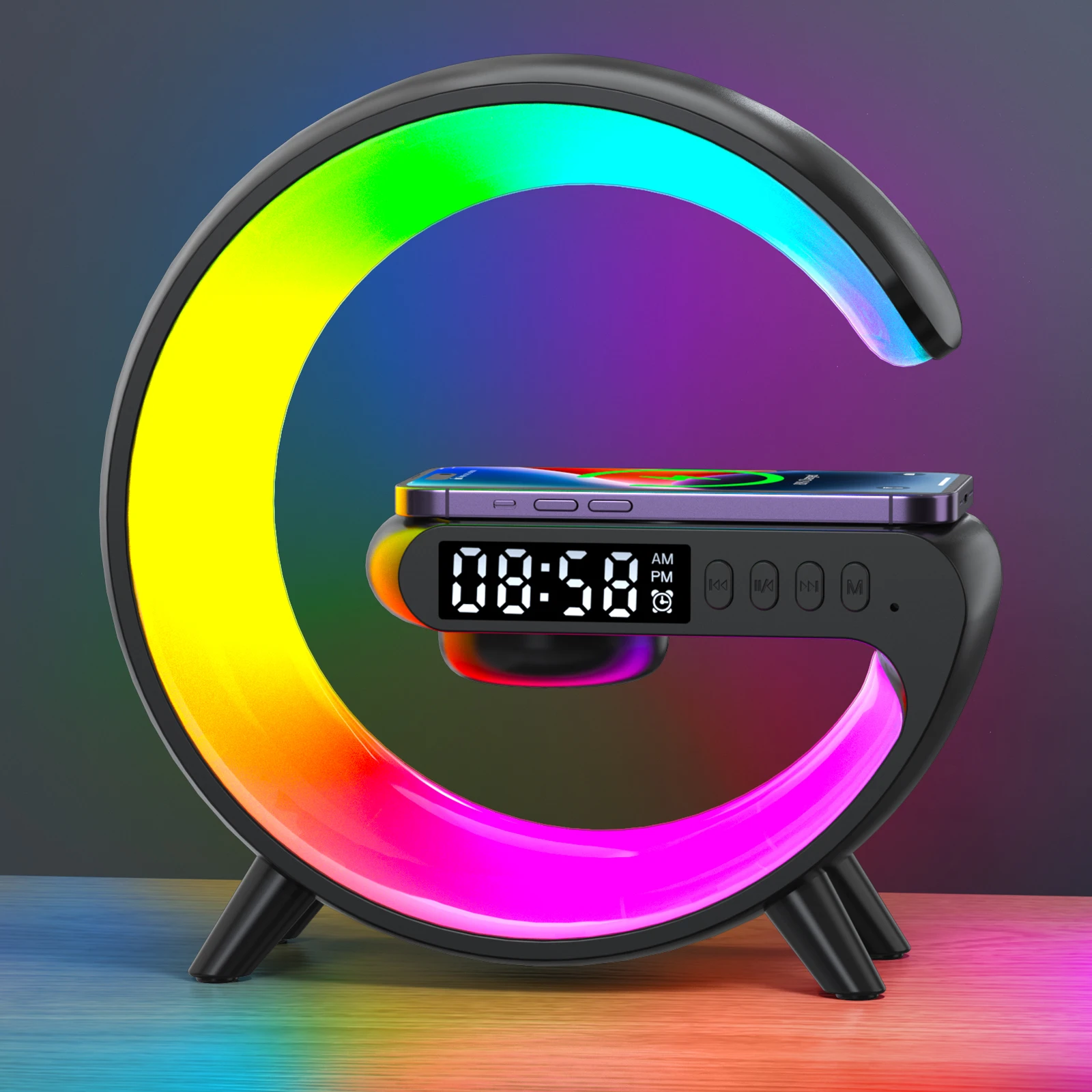 Sveglia Con Altoparlante Bluetooth M10 – Radio FM, Luci RGB, Lettore TF/USB/AUX, TWS, Per Casa E Campeggio, Bianco