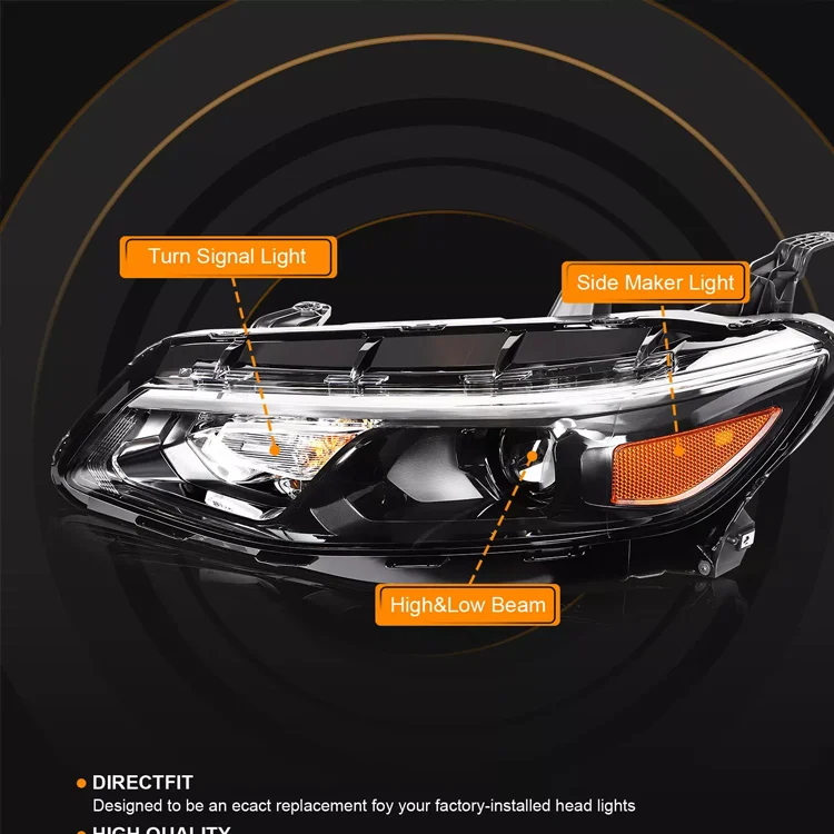 High Quality Headlight Assembly for Chevy Malibu 2016 2017 2018 Left+Right Pair Black Housing