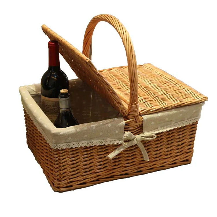 wholesale customization willow picnic basket cheap insulated
