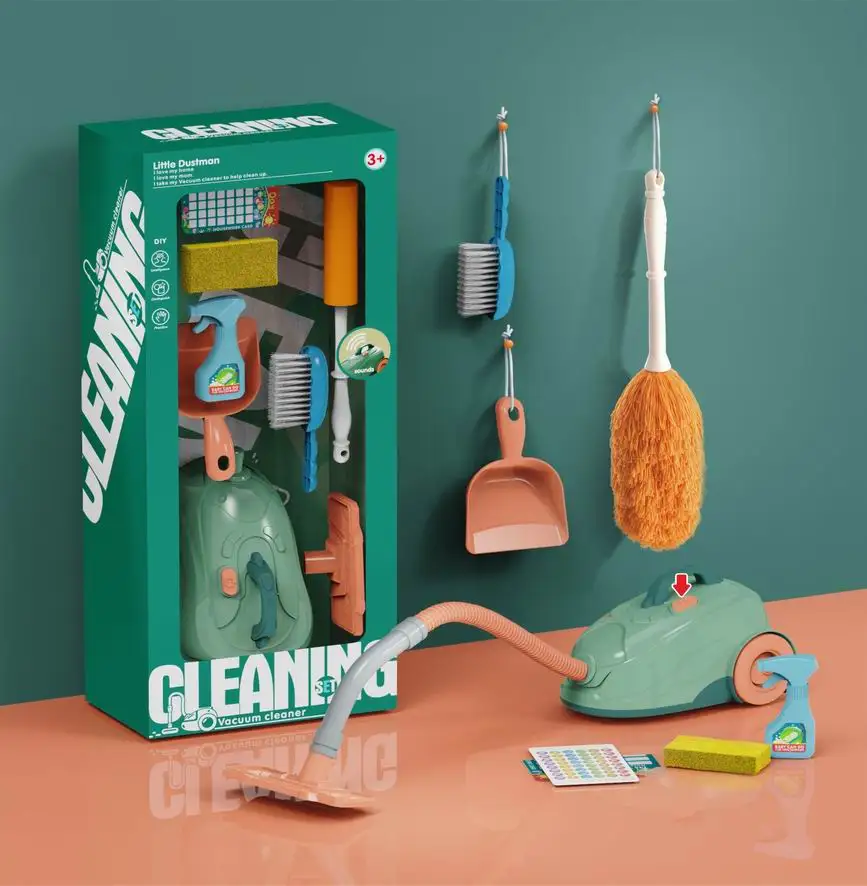 Прямая поставка, маленький помощник для уборки, Детские ролевые игрушки, чистящие принадлежности, розовый игровой набор с ведром для швабры и аксессуарами