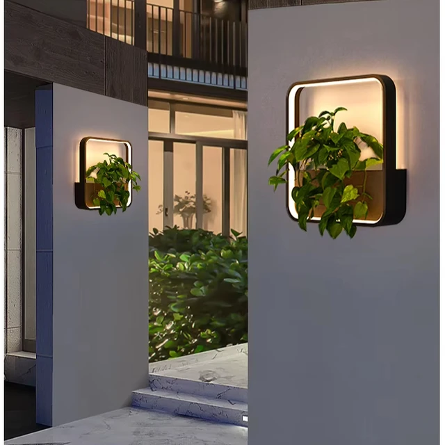 Outdoor Flowerpot Wall Light Exterior Lighting Fixture Planters with Holder Hanging Decorative Flower Plant for Villa Patio Yard