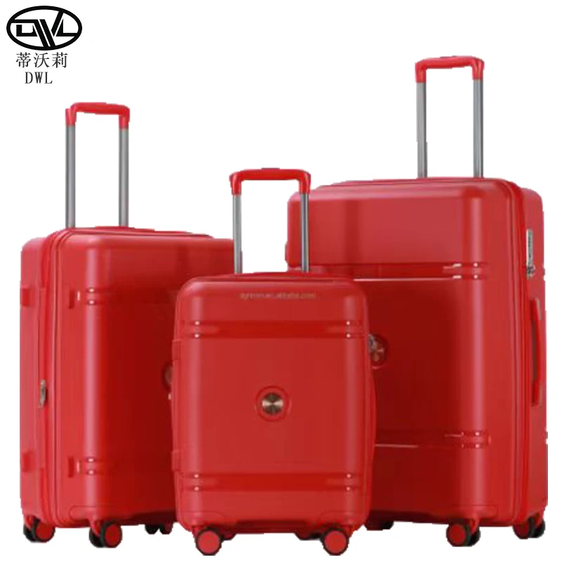 New Design Hot Selling PP Material Trolley Luggage Sets Accept Customized Logo With TSA Lock Slient Wheels