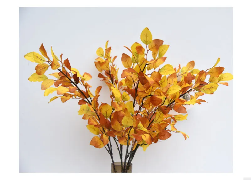 3 Bund Künstliche Herbstblätter 97cm - Fagus Sylvatica In Gelb