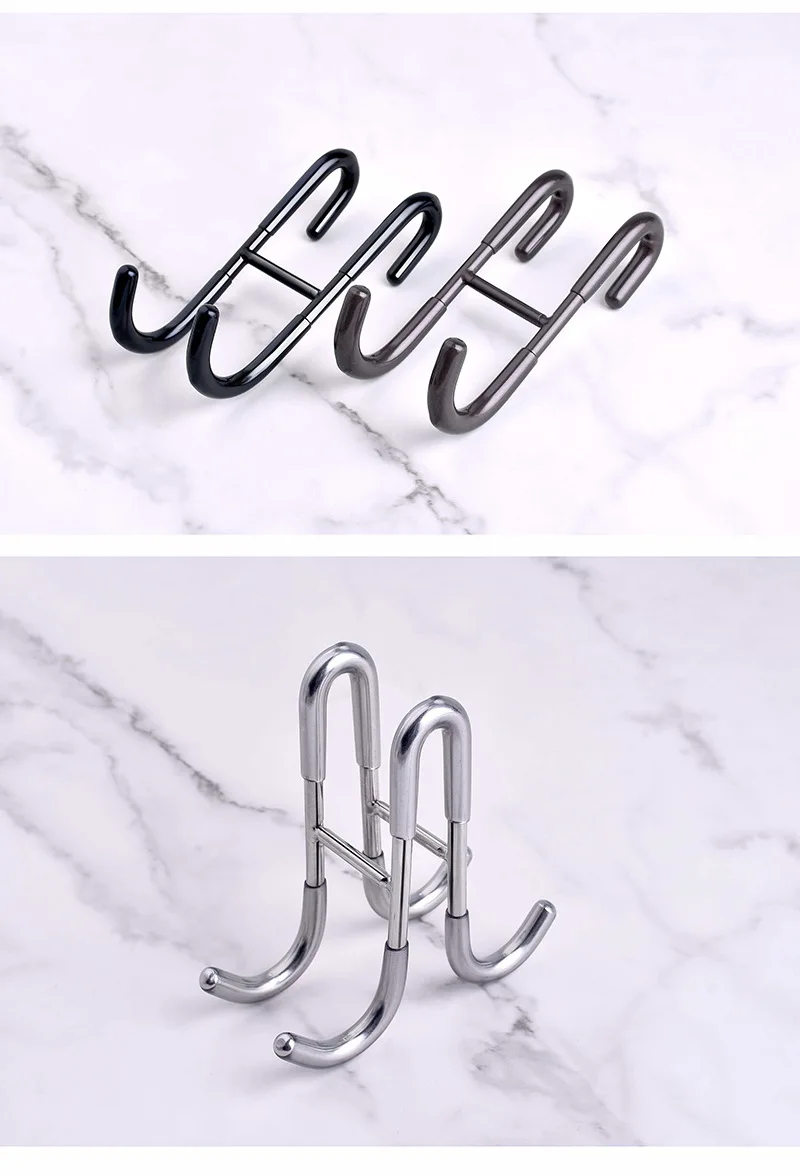 Hook S 304 Stainless steel Door Rear Hook Non-stick  Bathroom glass door back type double novelty hooks manufacture