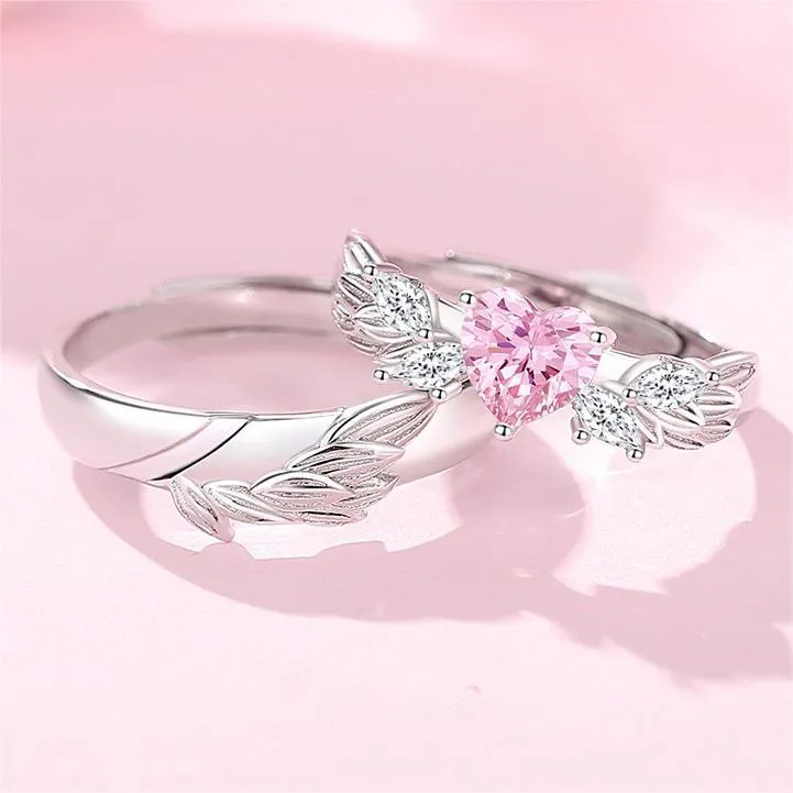 Trendy Angel Wing Ring Female Engagement Jewelry Romantic Heart