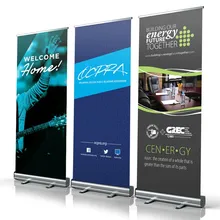 Aluminum Retractable Banner Stand Roll up Advertising Standee with Printed Retractable Banners