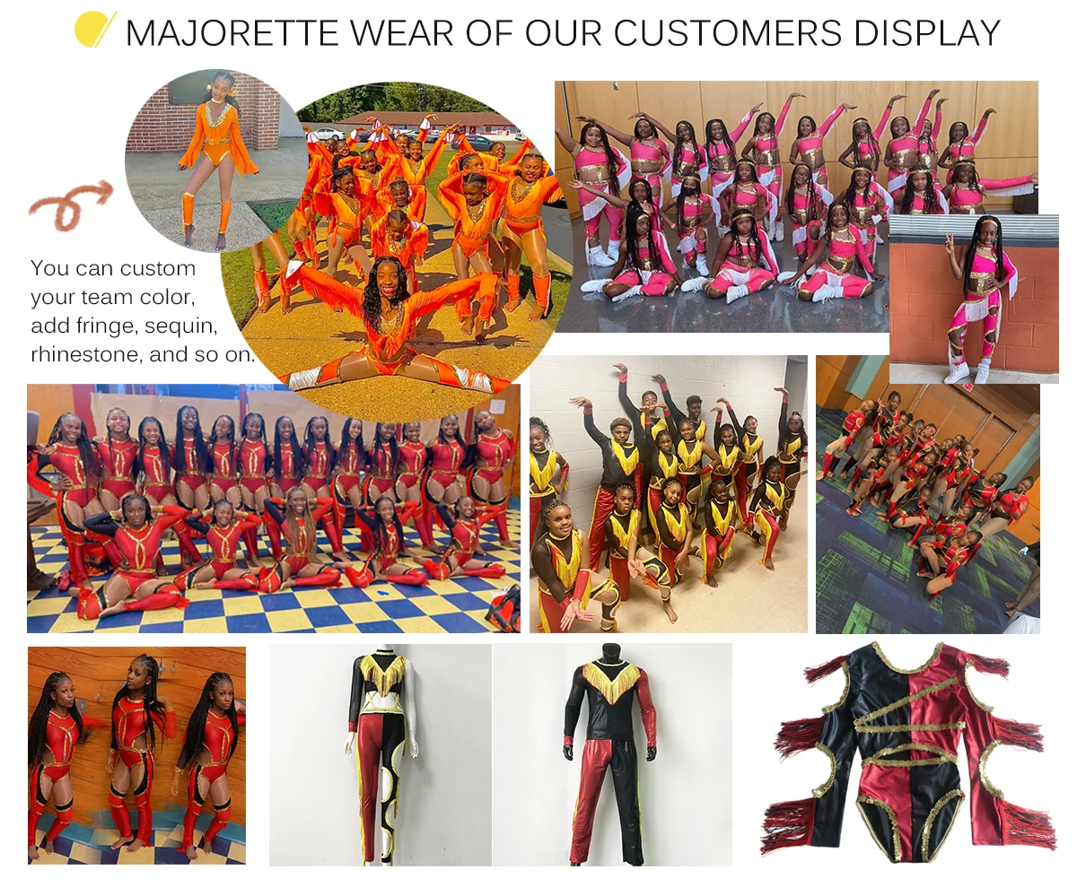 Fringe Sequin Black and Gold Majorette Costume One Piece Majorette Uniform Custom