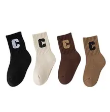Fashion Custom Casual Warm Winter Letter Thick Terry Children Crew Cotton Socks for Kids
