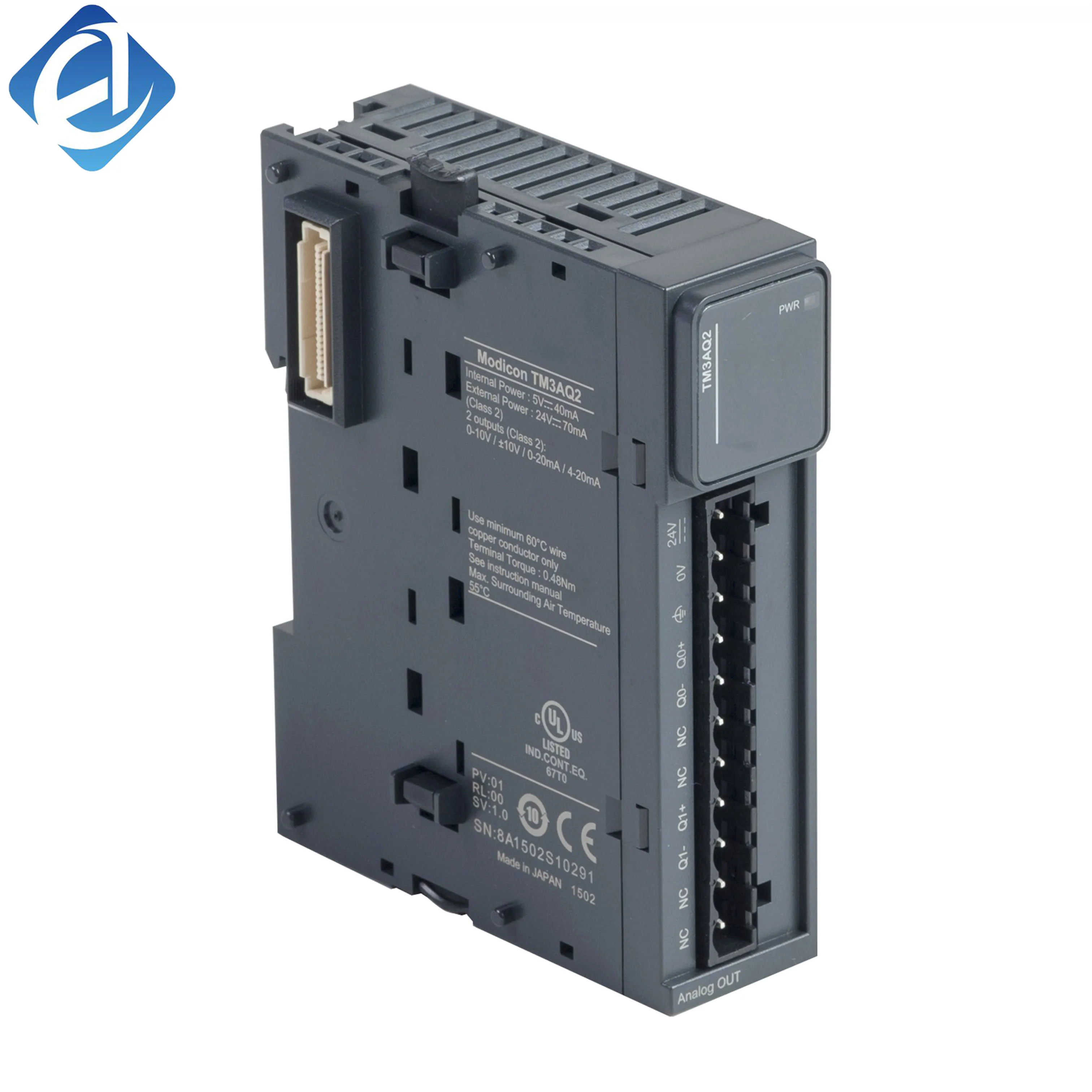 New Original TM3AQ2 Modicon TM3 analog output module. 2-channel analog signal output, high precision signal adjustment, stable transmission performance, easy PLC expansion