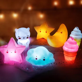 Newish cute unique moon star unicorn battery powered indoor pvc silicone led lamp baby night light for kids room decor