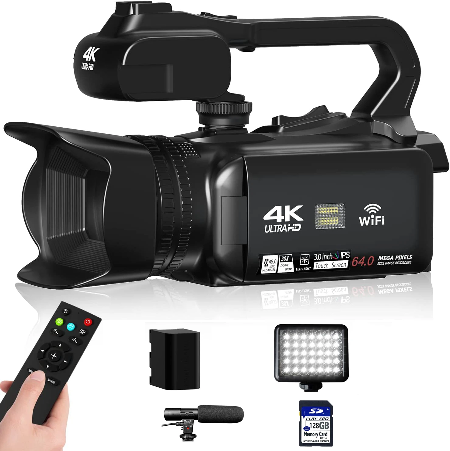 4K Video Camera with 64MP Autofocus Anti Shake Vlogging Camcorder