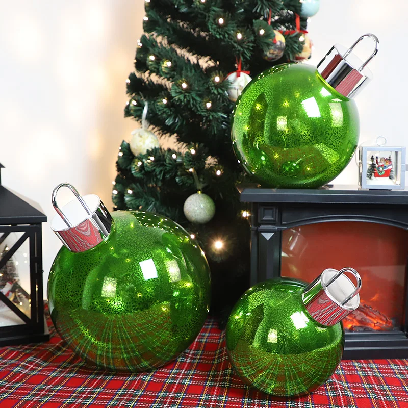 Wholesale led light up indoor tabletop green mercury 6 inch blown glass christmas decorations ornaments balls big large giant