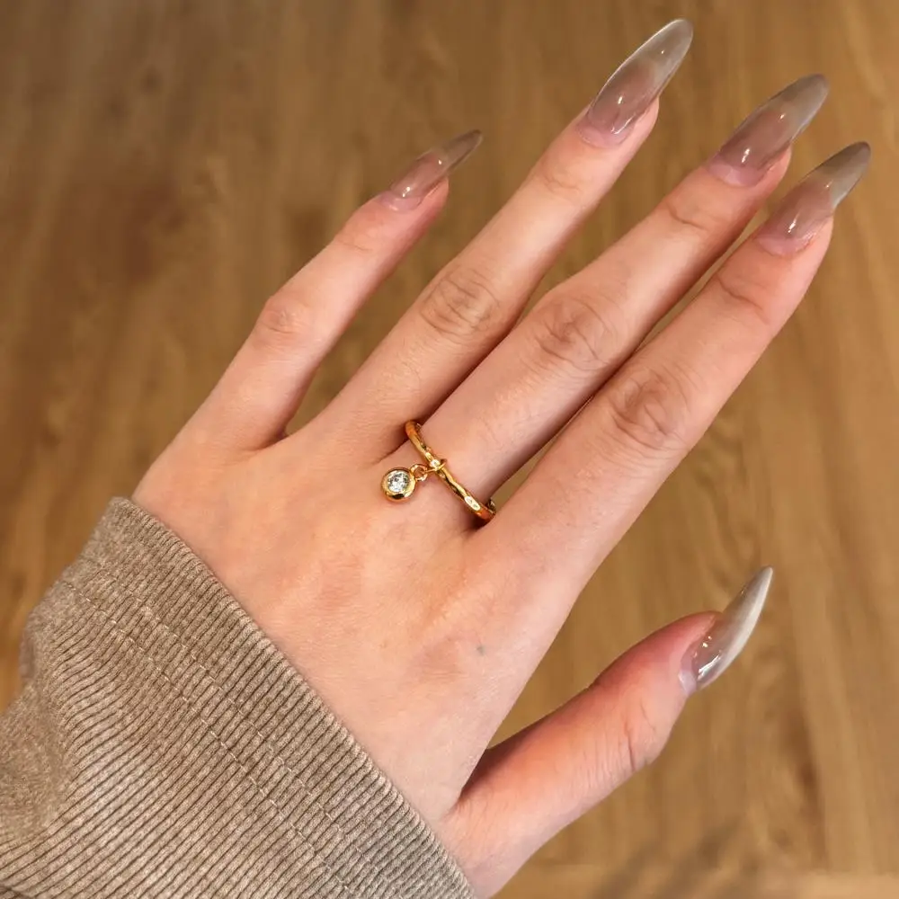 KAKODIY Simple 22K Gold Plated Ring Jewelry Engagement 925 Sterling Silver Wedding Ring with Zircon Charm detail 6