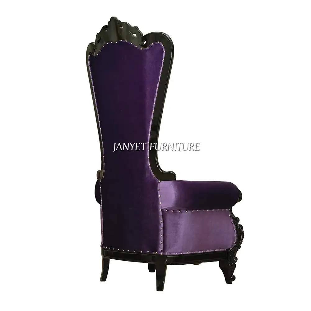 Wholesale Wooden High Back Throne Chair Purple Janyet