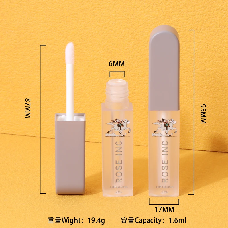 Cartoon square Plastic Private logo Makeup Packaging Cosmetic Tubes 1.6ml Liptint Tube Empty Lip Gloss Bottle Lipgloss Container