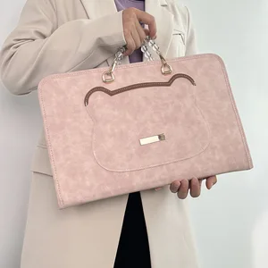 2026 New Cute  Business Style Laptop Protective  Sleeve Case PU Handbag Computer Bag for 13 14 15 16 Inch Laptops