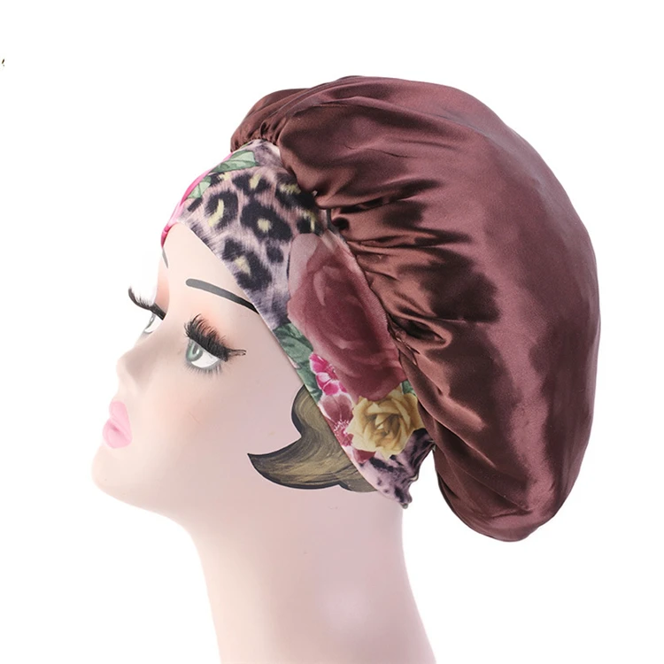 Мягкая атласная шапочка с индивидуальным логотипом, двусторонняя шелковая шапочка для сна, двухслойная Регулируемая Роскошная красивая шапочка для волос