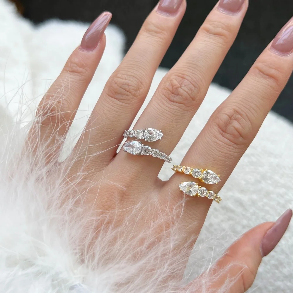 S925 Sterling Silver Niche Ins Fashion Light Luxury Rattan Wrap Women's Snake-Shaped Ring Lab Diamond Silver Fine Ring