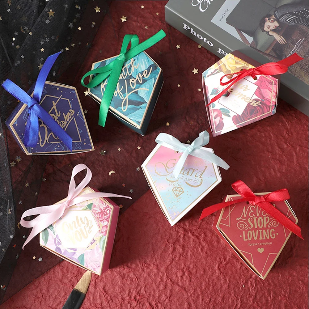 Love Theme Paper Diamond Ribbon Candy Sugar Gift Box Sweet Chocolate  Packaging Boxes - Buy Diamond Paper Ribbon Candy Sweet Candy Packaging Box  Gift Boxes For Festive Wedding Party Decoration Favors Box