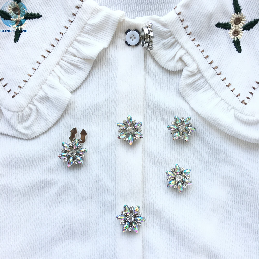 Set 5 Copribottoni Con Strass - Decorativi Per Camicie E Jeans