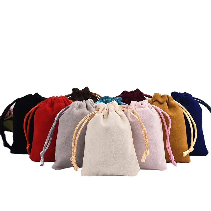 Custom Black Gift Drawstring Velvet Pouch Bag Velvet Jewelry Pouch Jewelry Velvet Pouch Bags With Logo