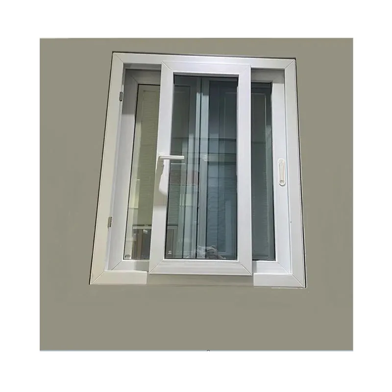 Wooden Frame UPVC Window Casement Soundproof PVC Sliding UPVC Residential Door and Windows