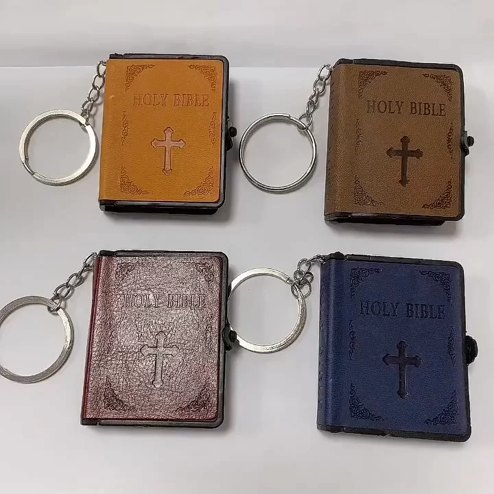 English Spanish Edition Religious Book Bible Key Chain Crucifixion Church Mini Leather Small