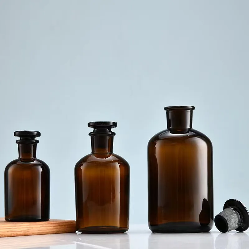 ガラス蓋付き狭口琥珀色の試薬ボトルガラス薬瓶| Alibaba.com