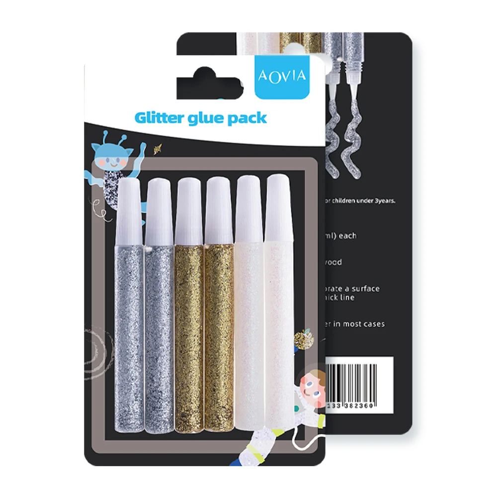 Assorted Color Glitter Glue Pens 6 Pack For Diy Craft Buy Glitter