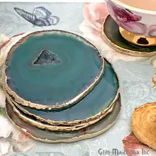 High Quality Cheap Price Crystal Coaster Green Gemstone Coaster Agate Coaster Set Drinkware Gold With Best Prices